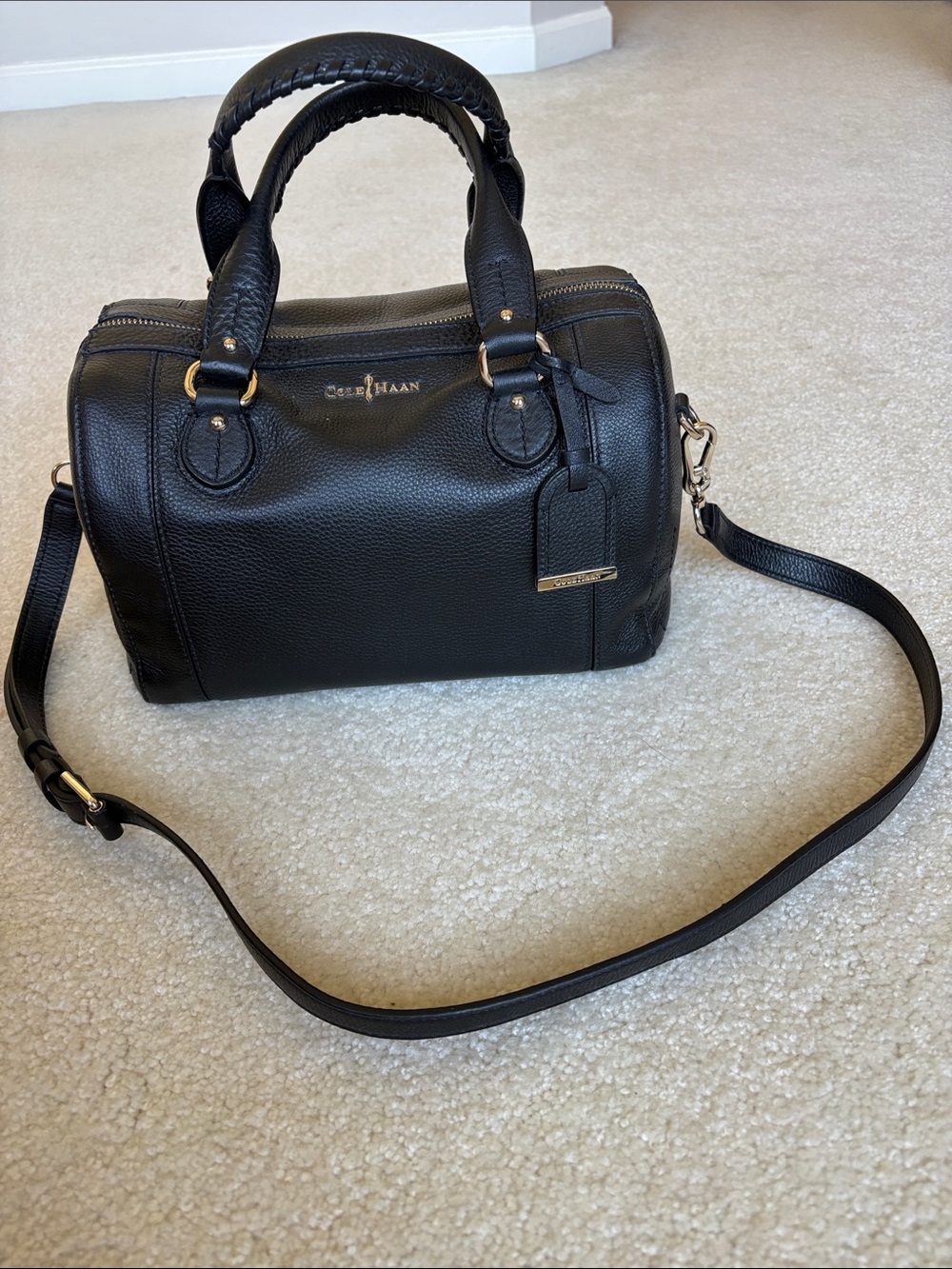 Cole Haan Black Pebbled Leather Bag with Shoulder Strap